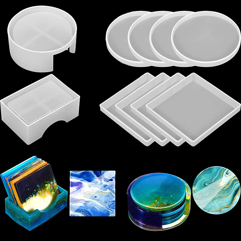 Silicone Epoxy Resin Molds Set - DlY – sous-verres en résine époxy,