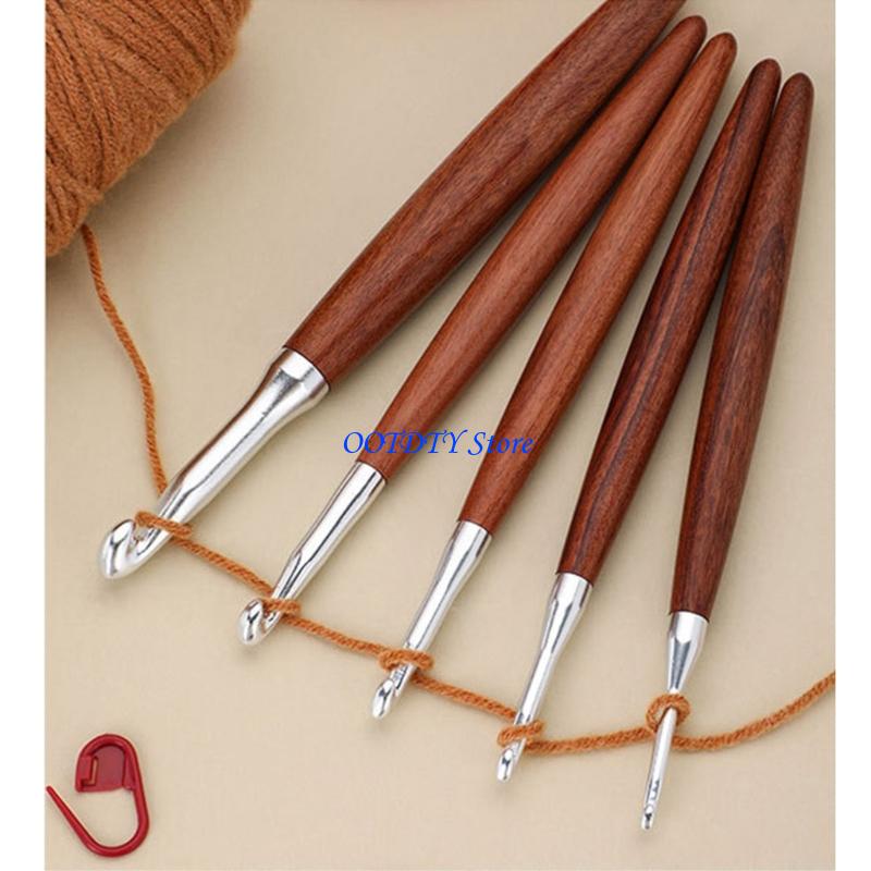 Wooden Crochet Hooks Ergonomic Handle - 367A 8 pièces poignée en bois