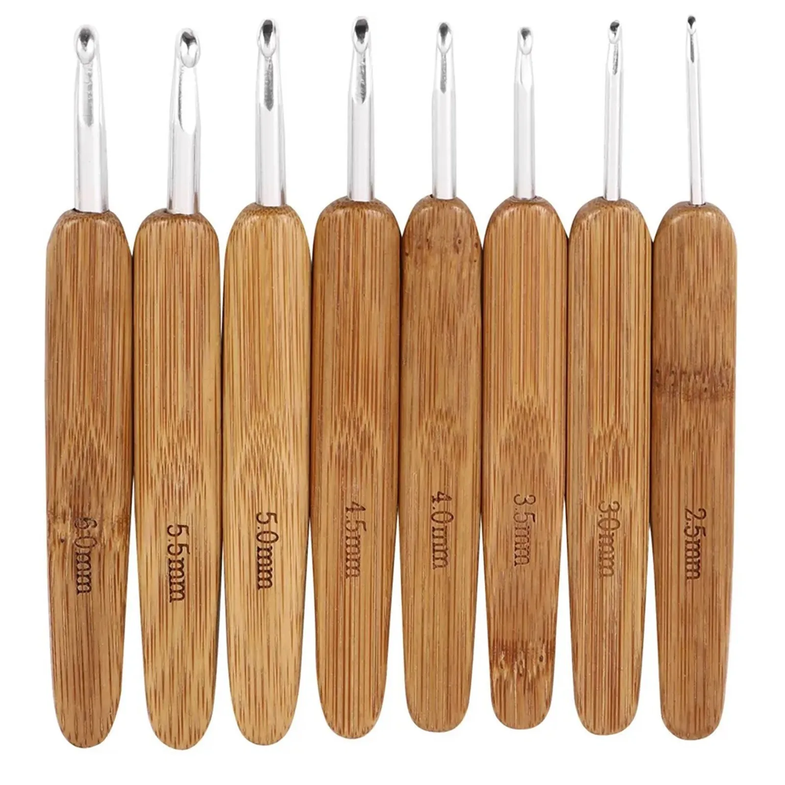 Wooden Crochet Hooks Ergonomic Handle - Ensemble de crochets artisanaux en bois