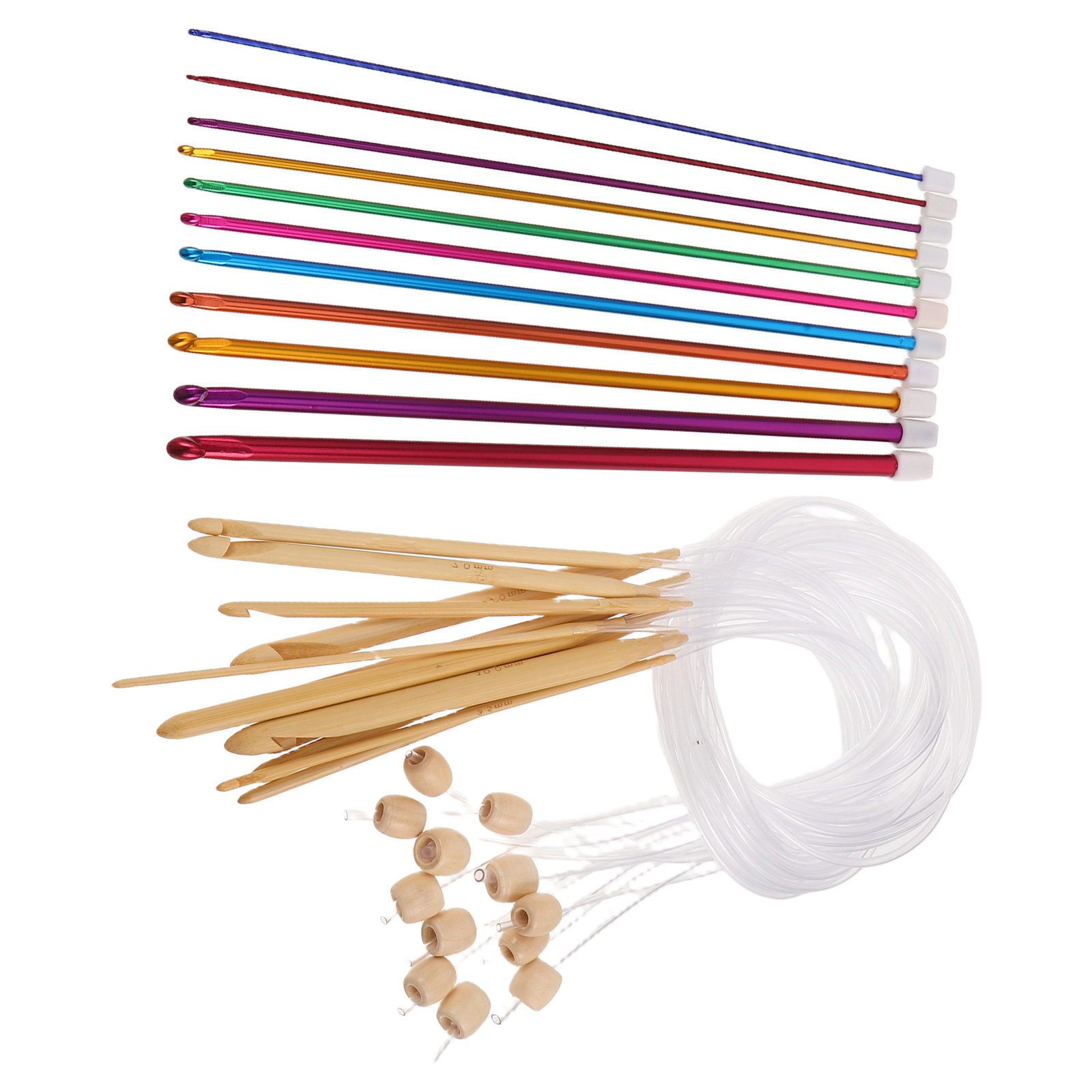 Wooden Crochet Hooks Ergonomic Handle - 1 ensemble de crochets de couleur