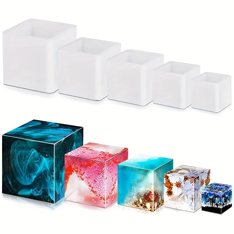 Silicone Epoxy Resin Molds Set - 5 pièces moule en résine carrée