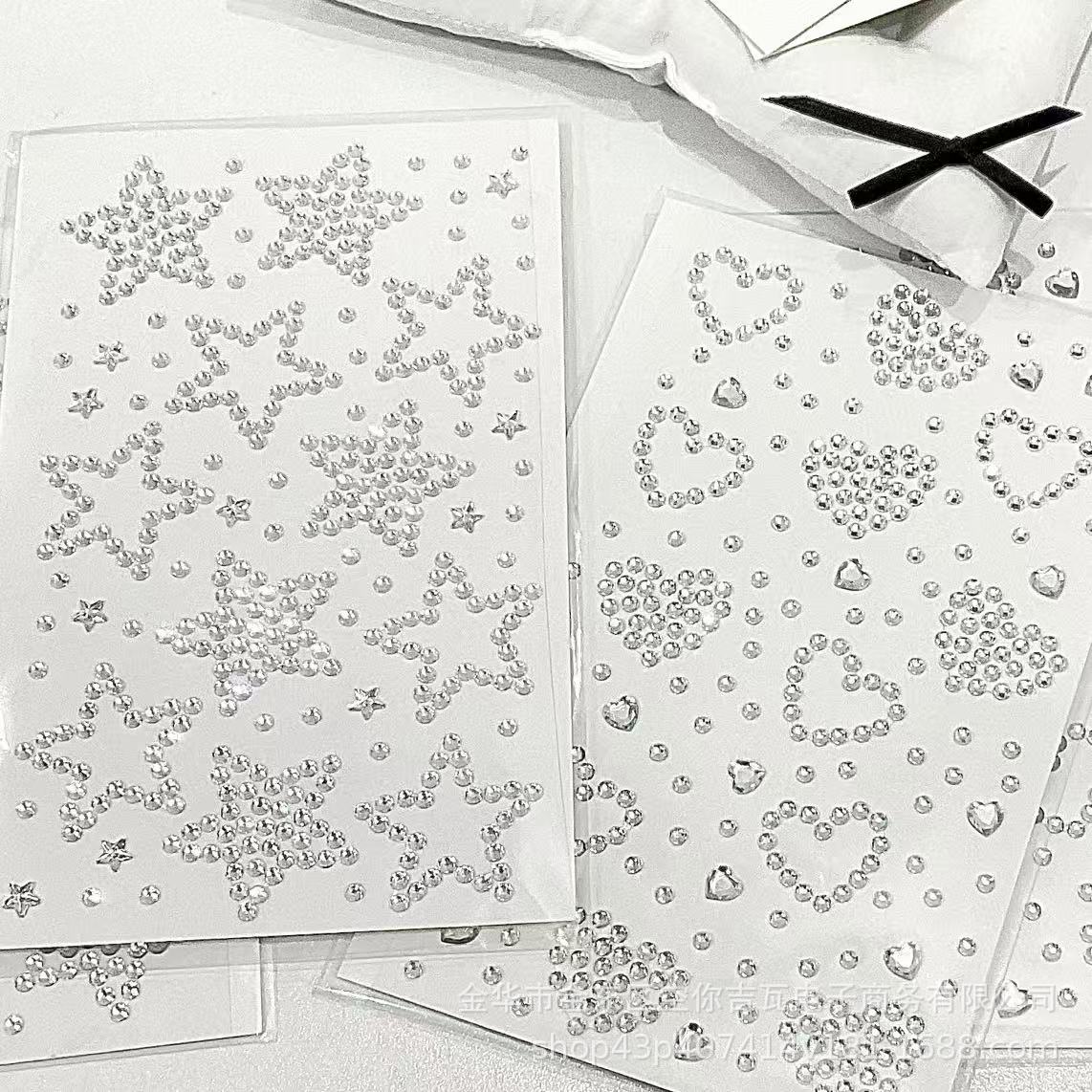 Scrapbooking - Autocollants Cœur Étoile Argentée en Strass,