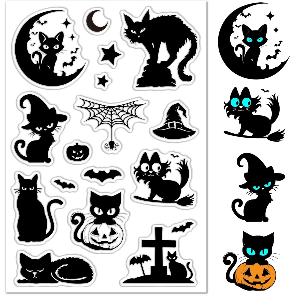 Clear Silicone Stamps For Card Making - Timbres en caoutchouc transparent pour Halloween,