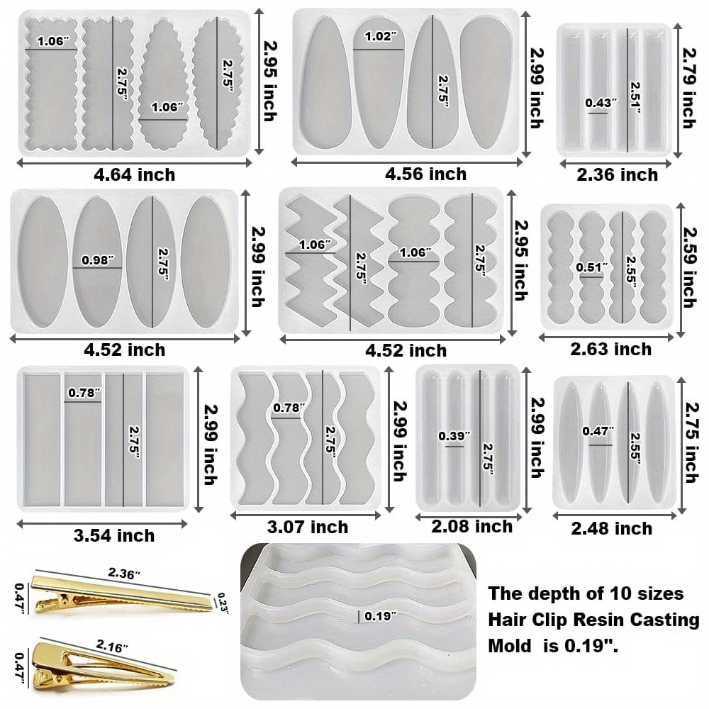 Un ensemble de 10 moules en si - Silicone Epoxy Resin Molds Set avis et prix