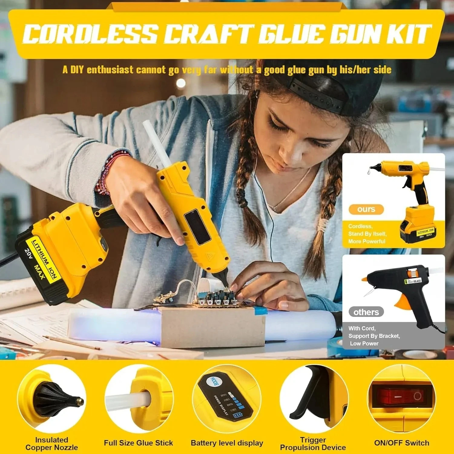 Pistolet à colle chaude électr - Hot Melt Glue Gun Cordless avis et prix