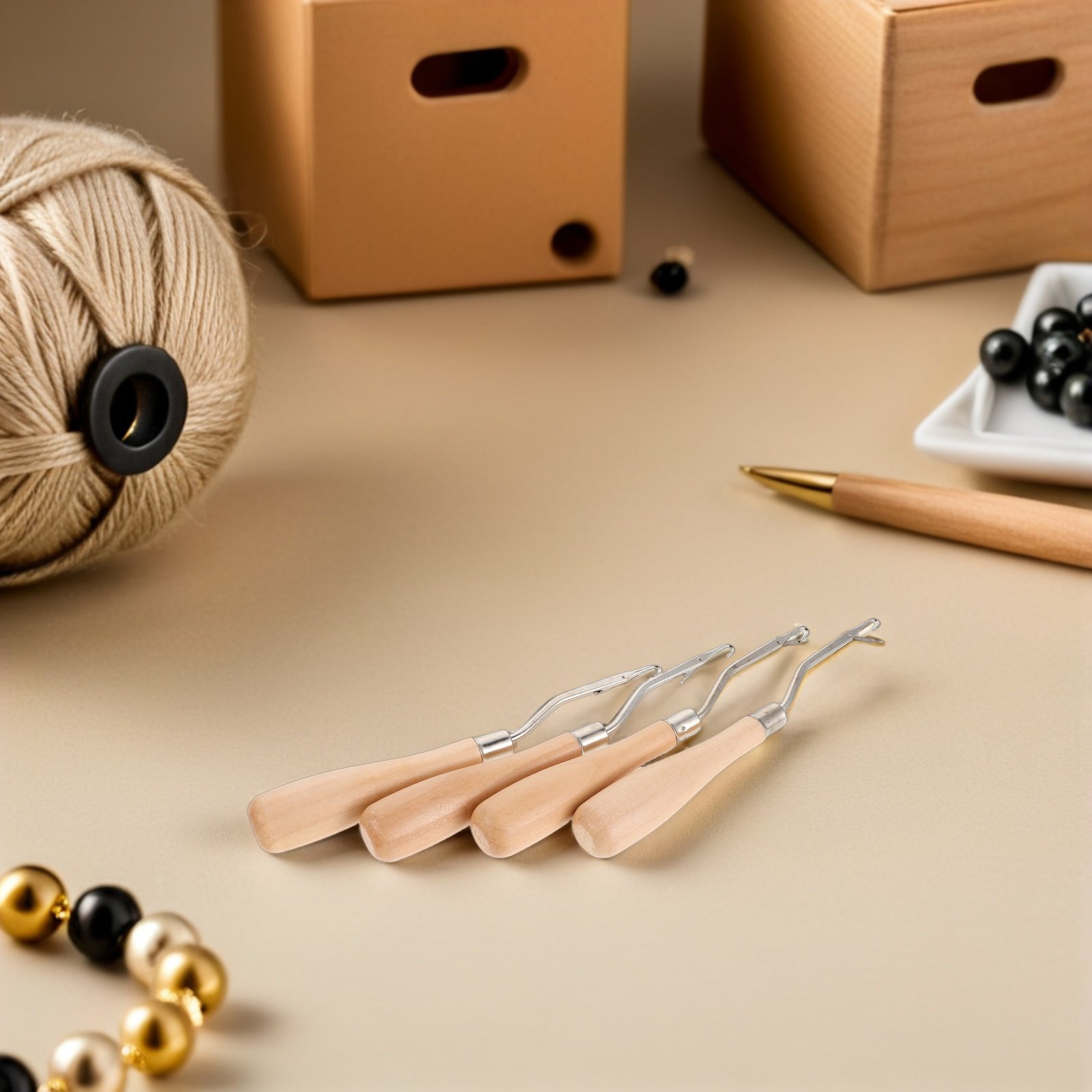 4 crochets ergonomiques à manc - Wooden Crochet Hooks Ergonomic Handle avis et prix