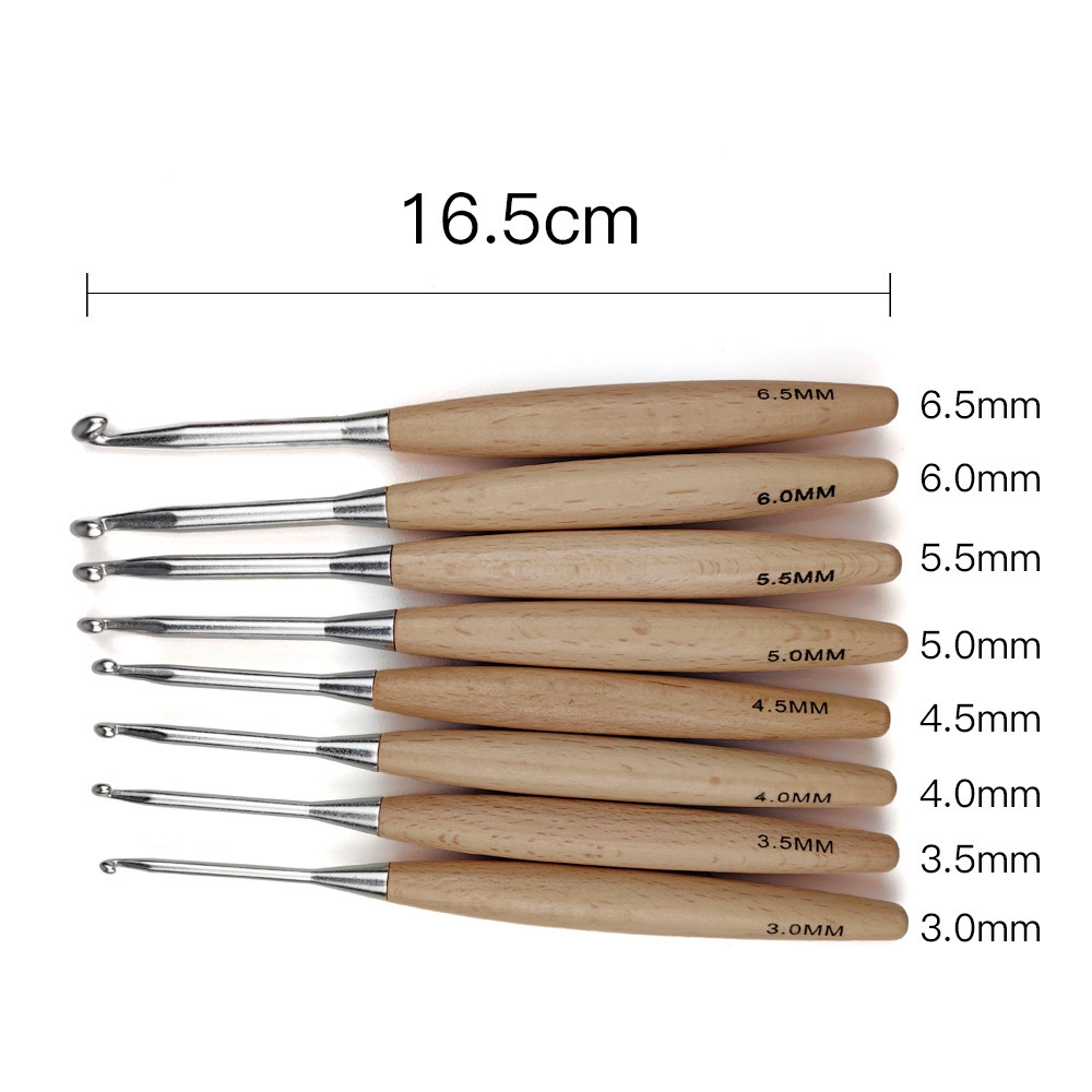 8 pièces crochets en bois 16.5 - Wooden Crochet Hooks Ergonomic Handle avis et prix