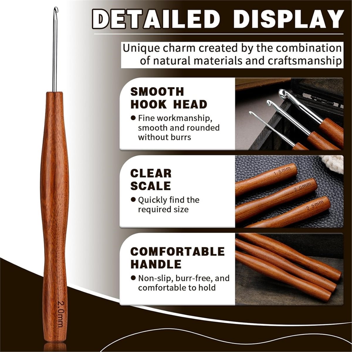 NOCM 5 crochets ergonomiques e - Wooden Crochet Hooks Ergonomic Handle avis et prix