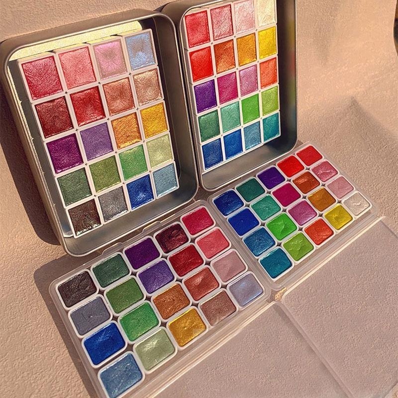 Peintures nacrées portables, 2 - Watercolor Paint Set Solid Pigment avis et prix
