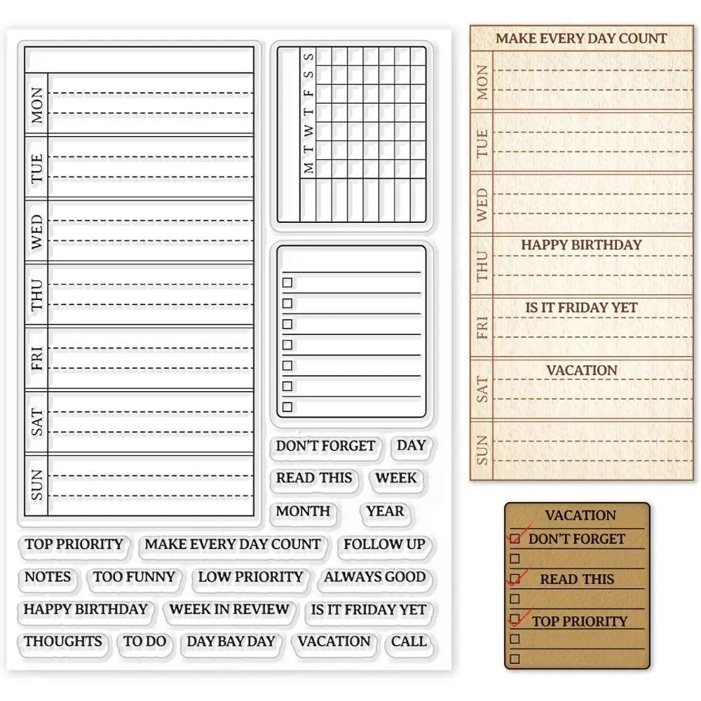 Plan hebdomadaire tampon clair - Clear Silicone Stamps For Card Making avis et prix